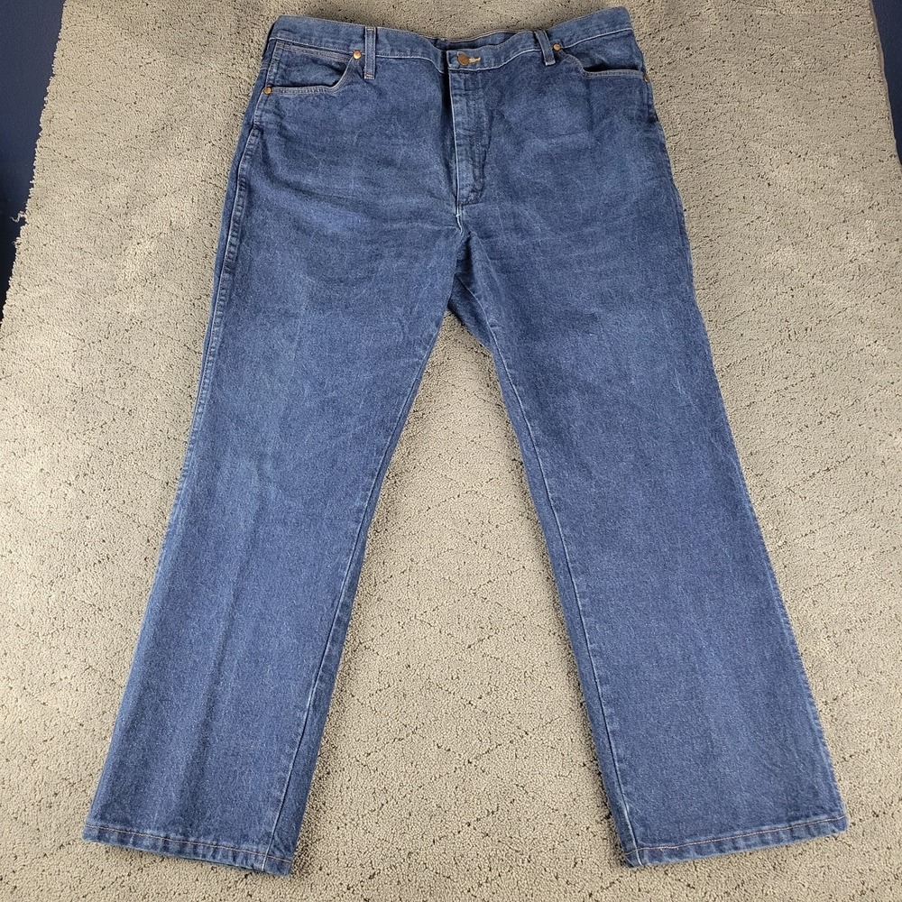 Wrangler Jeans Mens 42x30 Blue Cowboy Cut Slim Fit Straight Leg Workwear Western